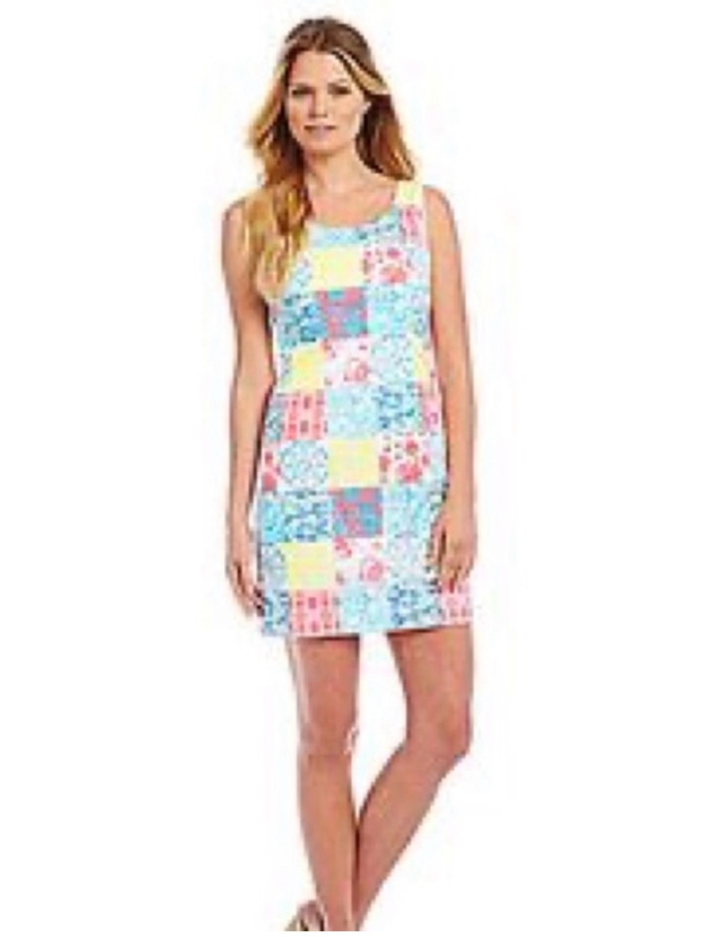 Kaeli Smith Patchwork Mini Dress in Blue, Pink, Yellow, White 12